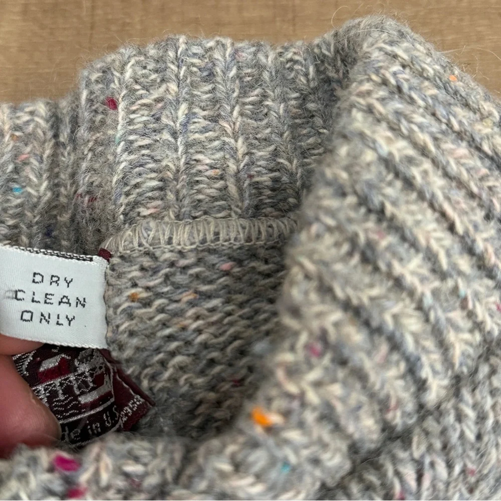 Victoria Dry Goods Wool Blend Vintage Sweater Men L Gray Cream Speckled USA Made - Picture 8 of 11